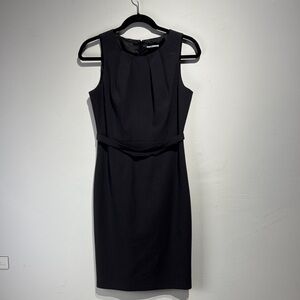 Tahari Charcoal Gray Work Sheath Dress with Belt